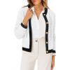imageOFEEFAN Womens Cardigan Sweaters Open Front Long Sleeve Button Down Knit Jackets with Pockets 2024 Fall WinterColor Block White