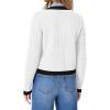 imageOFEEFAN Womens Cardigan Sweaters Open Front Long Sleeve Button Down Knit Jackets with Pockets 2024 Fall WinterColor Block White