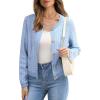 imageOFEEFAN Womens Cardigan Sweaters Open Front Long Sleeve Button Down Knit Jackets with Pockets 2024 Fall WinterMix Blue