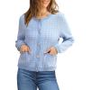 imageOFEEFAN Womens Cardigan Sweaters Open Front Long Sleeve Button Down Knit Jackets with Pockets 2024 Fall WinterMix Blue