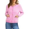 imageOFEEFAN Womens Cardigan Sweaters Open Front Long Sleeve Button Down Knit Jackets with Pockets 2024 Fall WinterMix Pink