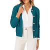imageOFEEFAN Womens Cardigan Sweaters Open Front Long Sleeve Button Down Knit Jackets with Pockets 2024 Fall WinterPlain Blue