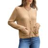 imageOFEEFAN Womens Cardigan Sweaters Open Front Long Sleeve Button Down Knit Jackets with Pockets 2024 Fall WinterPlain Camel