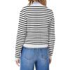 imageOFEEFAN Womens Cardigan Sweaters Open Front Long Sleeve Button Down Knit Jackets with Pockets 2024 Fall WinterStriped Black White