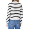 imageOFEEFAN Womens Cardigan Sweaters Open Front Long Sleeve Button Down Knit Jackets with Pockets 2024 Fall WinterStriped White Black