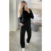 imageOFEEFAN Womens Fall Pants with Pockets Winter Elastic Waist Sweatpants Wide Leg Drawstring Pants SXXL