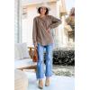 imageOFEEFAN Womens Sweatshirt Crewneck Long Sleeve Shirts High Low Tops Curved HemAcoffee