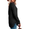 imageOFEEFAN Womens Sweatshirt Crewneck Long Sleeve Shirts High Low Tops Curved HemBblack