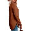 imageOFEEFAN Womens Sweatshirt Crewneck Long Sleeve Shirts High Low Tops Curved HemDcaramel