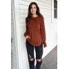 imageOFEEFAN Womens Sweatshirt Crewneck Long Sleeve Shirts High Low Tops Curved HemDcaramel