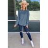 imageOFEEFAN Womens Sweatshirt Crewneck Long Sleeve Shirts High Low Tops Curved HemEblue