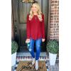 imageOFEEFAN Womens Sweatshirt Crewneck Long Sleeve Shirts High Low Tops Curved HemFburgundy