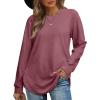 imageOFEEFAN Womens Sweatshirt Crewneck Long Sleeve Shirts High Low Tops Curved HemHbrick