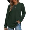 imageOFEEFAN Womens Sweatshirt Crewneck Long Sleeve Shirts High Low Tops Curved HemJdarkgreeen