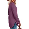imageOFEEFAN Womens Sweatshirt Crewneck Long Sleeve Shirts High Low Tops Curved HemLfuchsia