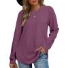 imageOFEEFAN Womens Sweatshirt Crewneck Long Sleeve Shirts High Low Tops Curved HemLfuchsia