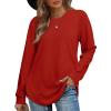 imageOFEEFAN Womens Sweatshirt Crewneck Long Sleeve Shirts High Low Tops Curved HemMred