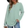 imageOFEEFAN Womens Sweatshirt Crewneck Long Sleeve Shirts High Low Tops Curved HemNturquesa