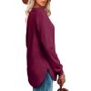 imageOFEEFAN Womens Sweatshirt Crewneck Long Sleeve Shirts High Low Tops Curved HemOpurplish Red