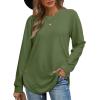 imageOFEEFAN Womens Sweatshirt Crewneck Long Sleeve Shirts High Low Tops Curved HemPgreen