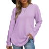 imageOFEEFAN Womens Sweatshirt Crewneck Long Sleeve Shirts High Low Tops Curved HemRpurple