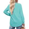 imageOFEEFAN Womens Sweatshirt Crewneck Long Sleeve Shirts High Low Tops Curved HemTturquoise