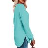 imageOFEEFAN Womens Sweatshirt Crewneck Long Sleeve Shirts High Low Tops Curved HemTturquoise