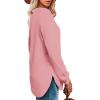 imageOFEEFAN Womens Sweatshirt Crewneck Long Sleeve Shirts High Low Tops Curved HemUgreypink