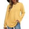imageOFEEFAN Womens Sweatshirt Crewneck Long Sleeve Shirts High Low Tops Curved HemVyellow