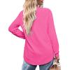 imageOFEEFAN Womens Sweatshirt Crewneck Long Sleeve Shirts High Low Tops Curved HemWhot Pink
