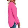 imageOFEEFAN Womens Sweatshirt Crewneck Long Sleeve Shirts High Low Tops Curved HemWhot Pink