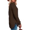 imageOFEEFAN Womens Sweatshirt Crewneck Long Sleeve Shirts High Low Tops Curved HemXdark Coffee