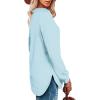 imageOFEEFAN Womens Sweatshirt Crewneck Long Sleeve Shirts High Low Tops Curved HemXlight Blue