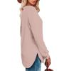 imageOFEEFAN Womens Sweatshirt Crewneck Long Sleeve Shirts High Low Tops Curved HemXlight Pink