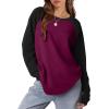 imageOFEEFAN Womens Sweatshirts Trendy Crewneck Long Sleeve Shirts Color Block Pullover Tops ComfyZ Purple Black