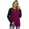 imageOFEEFAN Womens Sweatshirts Trendy Crewneck Long Sleeve Shirts Color Block Pullover Tops ComfyZ Purple Black