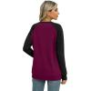 imageOFEEFAN Womens Sweatshirts Trendy Crewneck Long Sleeve Shirts Color Block Pullover Tops ComfyZ Purple Black