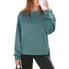 imageOFEEFAN Crewneck Sweatshirts for Women Fall Long Sleeve Shirts Side Slit Tops Loose Fit