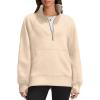 imageOFEEFAN Quarter Zip Sweatshirts For Women Pullover Oversized Hoodies Sweaters Fall Outfits Winter Clothes Thumb Hole 2024Apricot