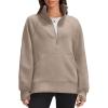 imageOFEEFAN Quarter Zip Sweatshirts For Women Pullover Oversized Hoodies Sweaters Fall Outfits Winter Clothes Thumb Hole 2024Coffee Grey