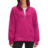imageOFEEFAN Quarter Zip Sweatshirts For Women Pullover Oversized Hoodies Sweaters Fall Outfits Winter Clothes Thumb Hole 2024Hot Pink