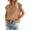 imageOFEEFAN Sweater Vest for Women Cap Sleeve Tops Knit Lightweight Sweaters XSXL11 Khaki