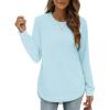 imageOFEEFAN Womens Sweatshirt Crewneck Long Sleeve Shirts High Low Tops Curved HemXlight Blue