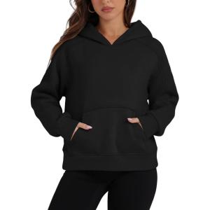 imageOFEEFAN Hoodies for Womens Sweatshirt Cropped Fall Fashion 2024 Outfits Trendy Fleece Pullover Long Sleeve TopsBlack