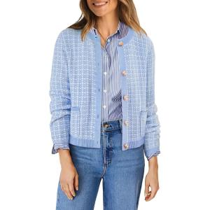 imageOFEEFAN Womens Cardigan Sweaters Open Front Long Sleeve Button Down Knit Jackets with Pockets 2024 Fall WinterMix Blue