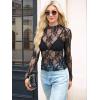 imageFall Long Sleeve Shirts for Women See Through Tops Sexy Undershirts Black Floral 2XL