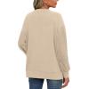 imageOFEEFAN Crewneck Sweatshirts for Women Cable Knit Sleeve Lightweight Fall and Winter Tops 2024