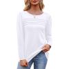 imageOFEEFAN Long Sleeve Shirts for Women Fall Fashion 2025 Dressy Casual Blouses Trendy Pleated Tunic Tops for Leggings0white