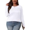 imageOFEEFAN Long Sleeve Shirts for Women Fall Fashion 2025 Dressy Casual Blouses Trendy Pleated Tunic Tops for Leggings0white