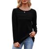 imageOFEEFAN Long Sleeve Shirts for Women Fall Fashion 2025 Dressy Casual Blouses Trendy Pleated Tunic Tops for LeggingsBlack